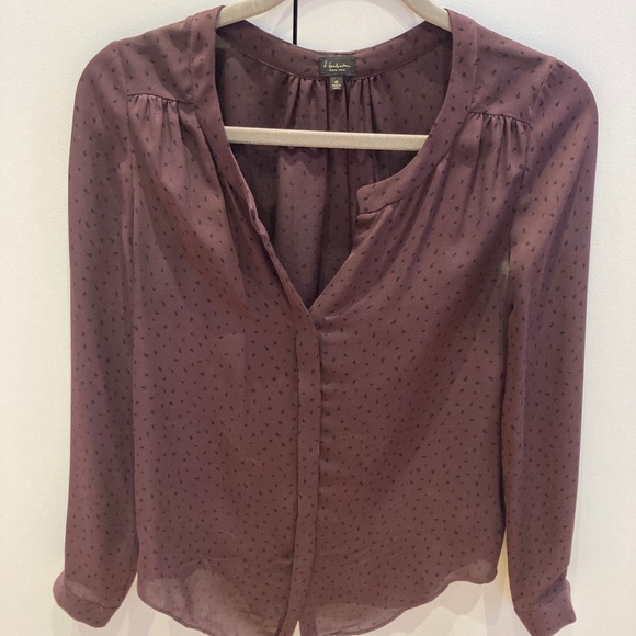 Aritzia Babaton plum with black dots silk blouse - Picture 1 of 7